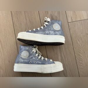 Converse Chuck Taylor All Star Lift Platform High Top Shoes Shimmer Size 8 Lilac